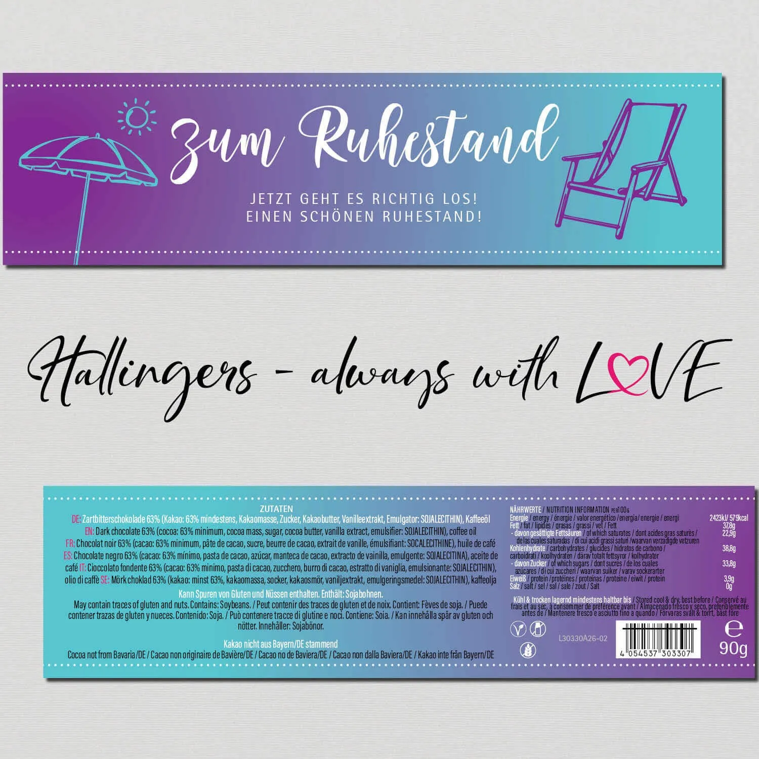 10x Zum Ruhestand (Schokoladentafel, Zartbitter)
