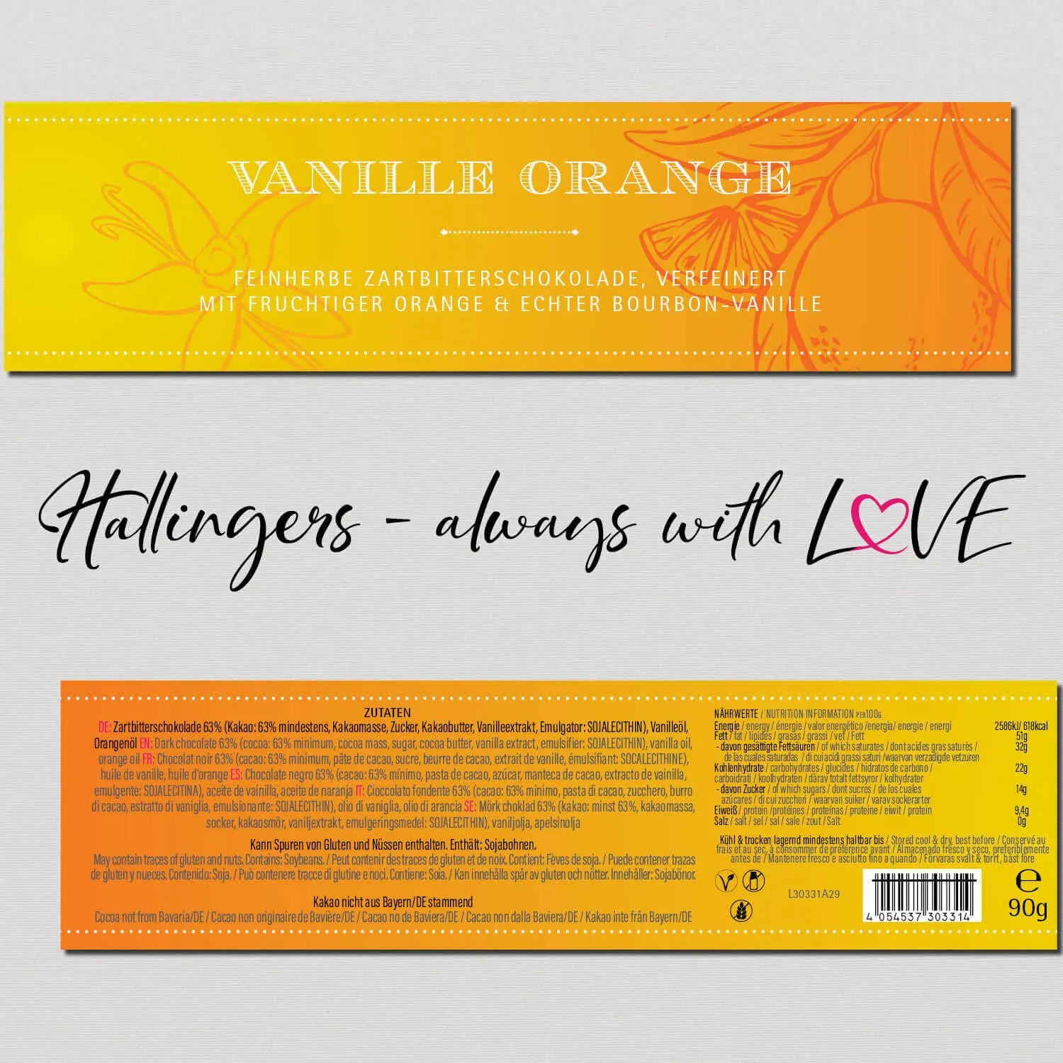 Vanille-Orange (Schokoladentafel, Zartbitter)