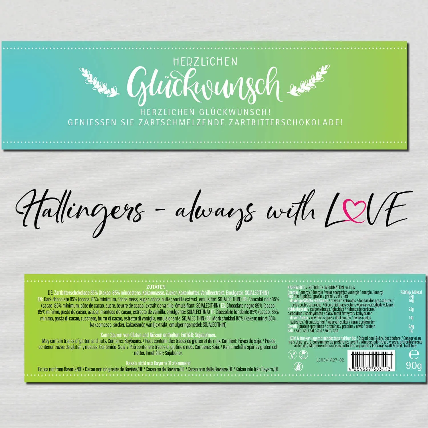 Herzlichen Glückwunsch (Schokoladentafel, Zartbitter)