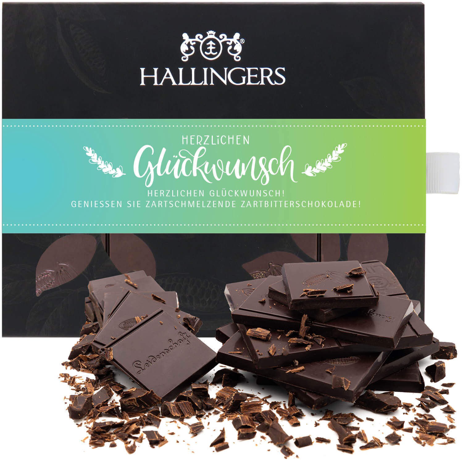 Vegane Schokolade Glückwunsch-Geschenk - handmade ohne Alkohol "Herzlichen Glückwunsch" - Hallingers Genuss Manufaktur