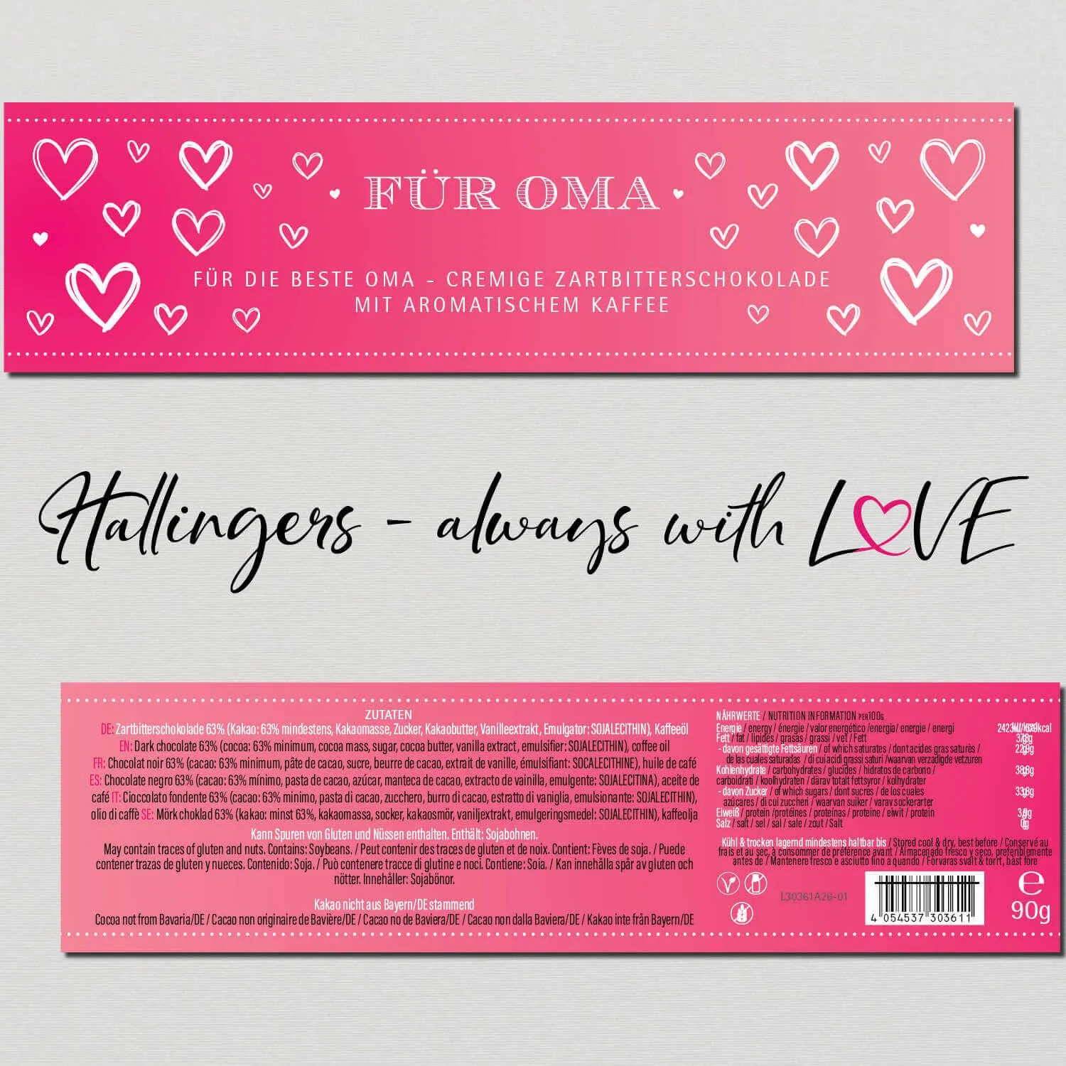 Für Oma (Schokoladentafel, Zartbitter)
