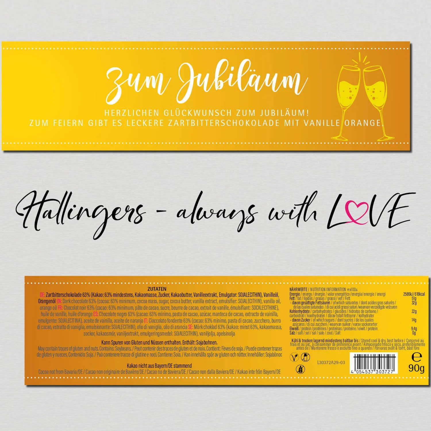 Zum Jubiläum (Schokoladentafel, Zartbitter)
