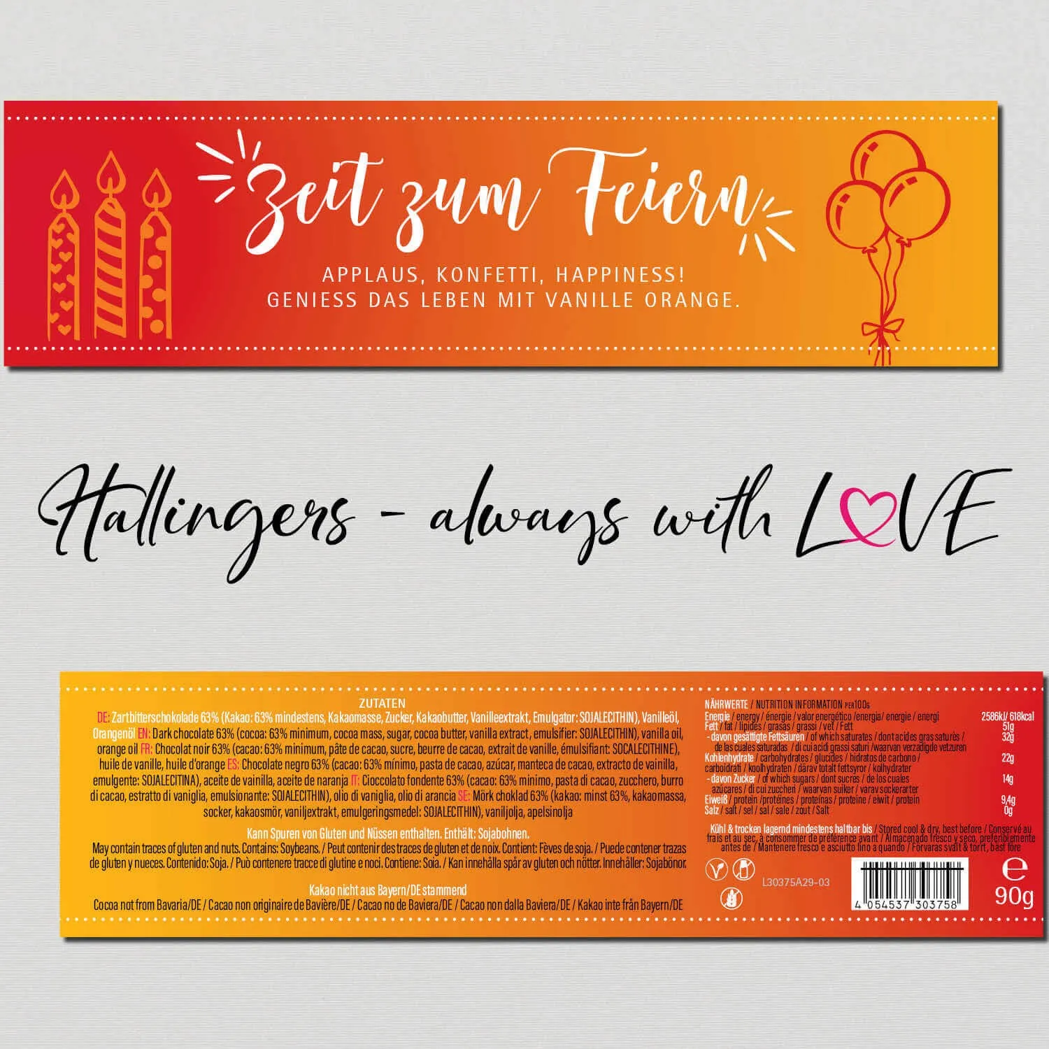 Zeit zum Feiern (Schokoladentafel, Zartbitter)