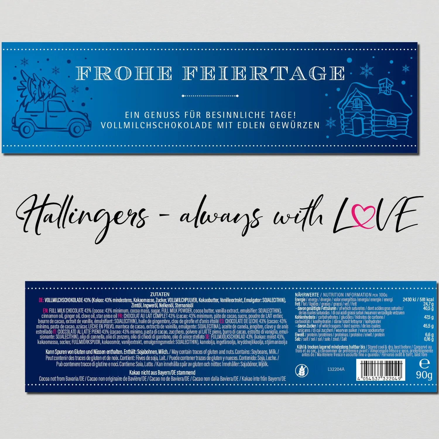 Frohe Feiertage (Schokoladentafel, Vollmilch)