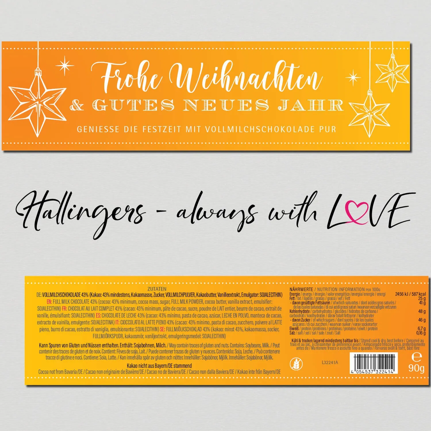 Frohe Weihnachten und ein gutes Neues Jahr (Schokoladentafel, Vollmilch)