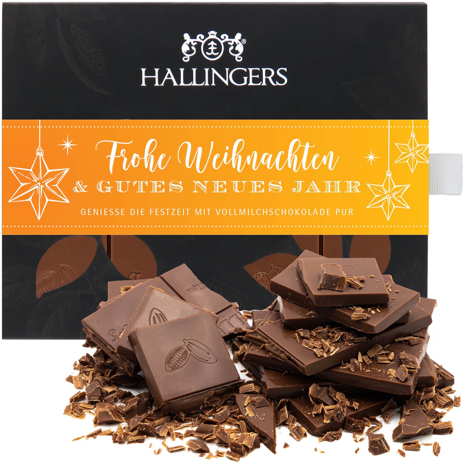 Schokolade Geschenk Weihnachten - handmade ohne Alkohol "Frohe Weihnachten un..." - Hallingers Genuss Manufaktur