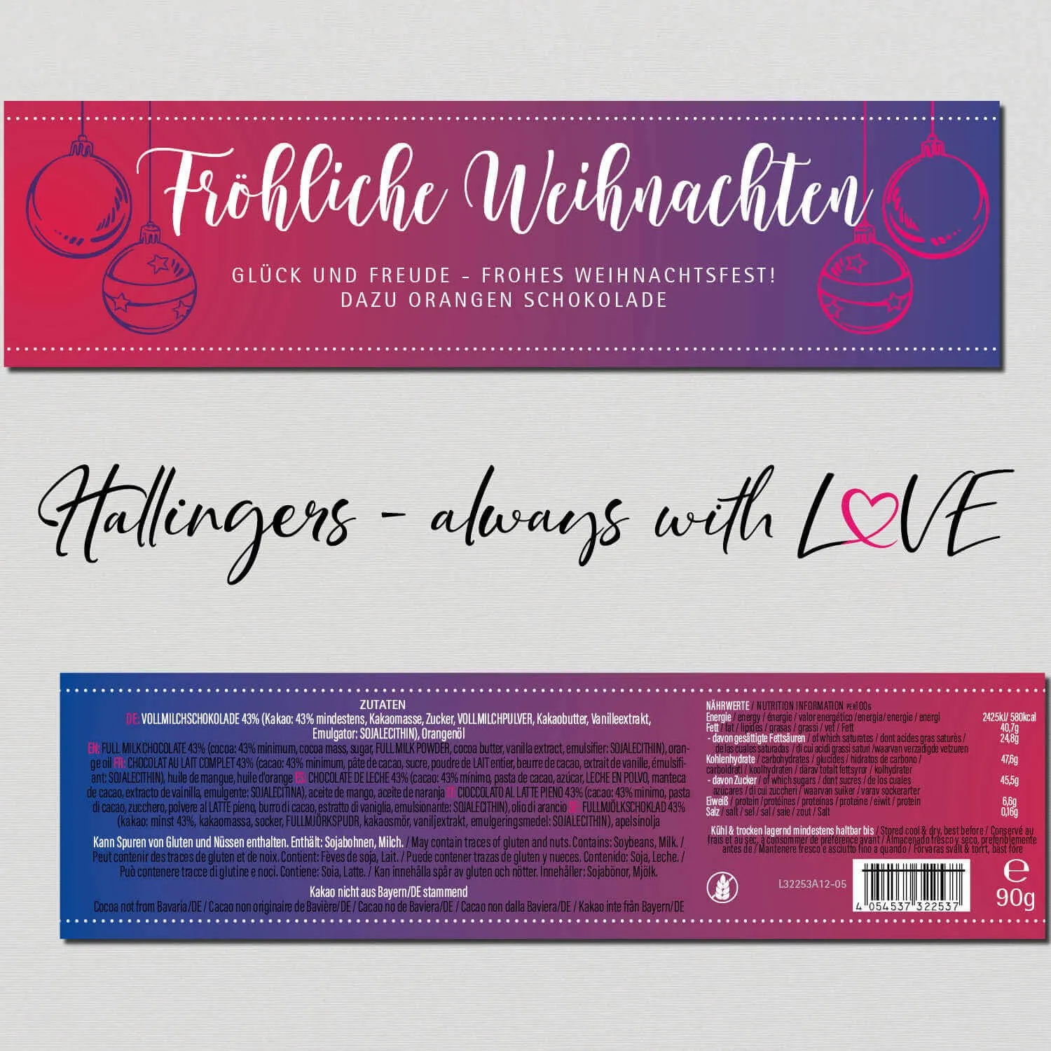 Fröhliche Weihnachten (Schokoladentafel, Vollmilch)