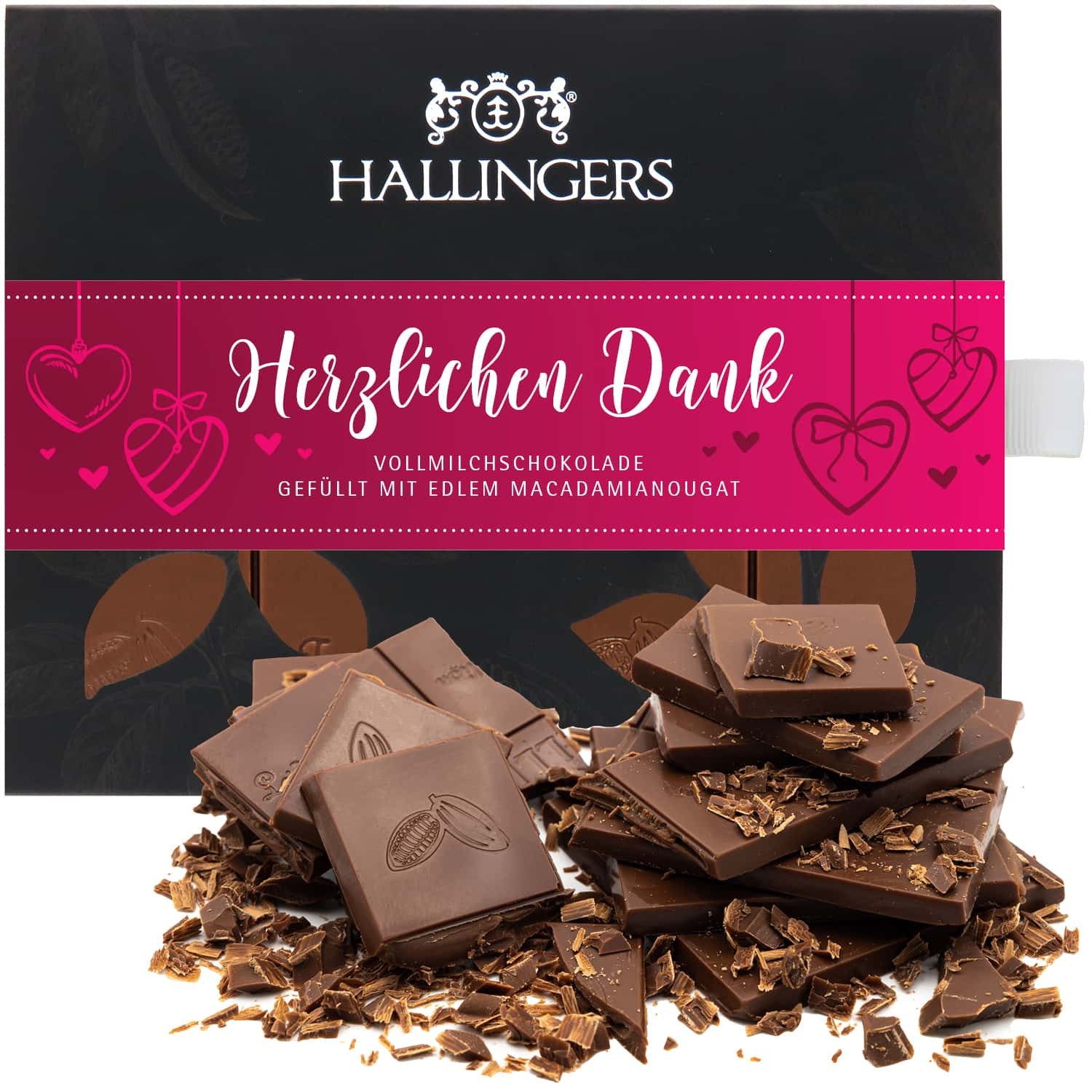 Schokolade Geschenk Weihnachten - handmade ohne Alkohol "Herzlichen Dank" - Hallingers Genuss Manufaktur