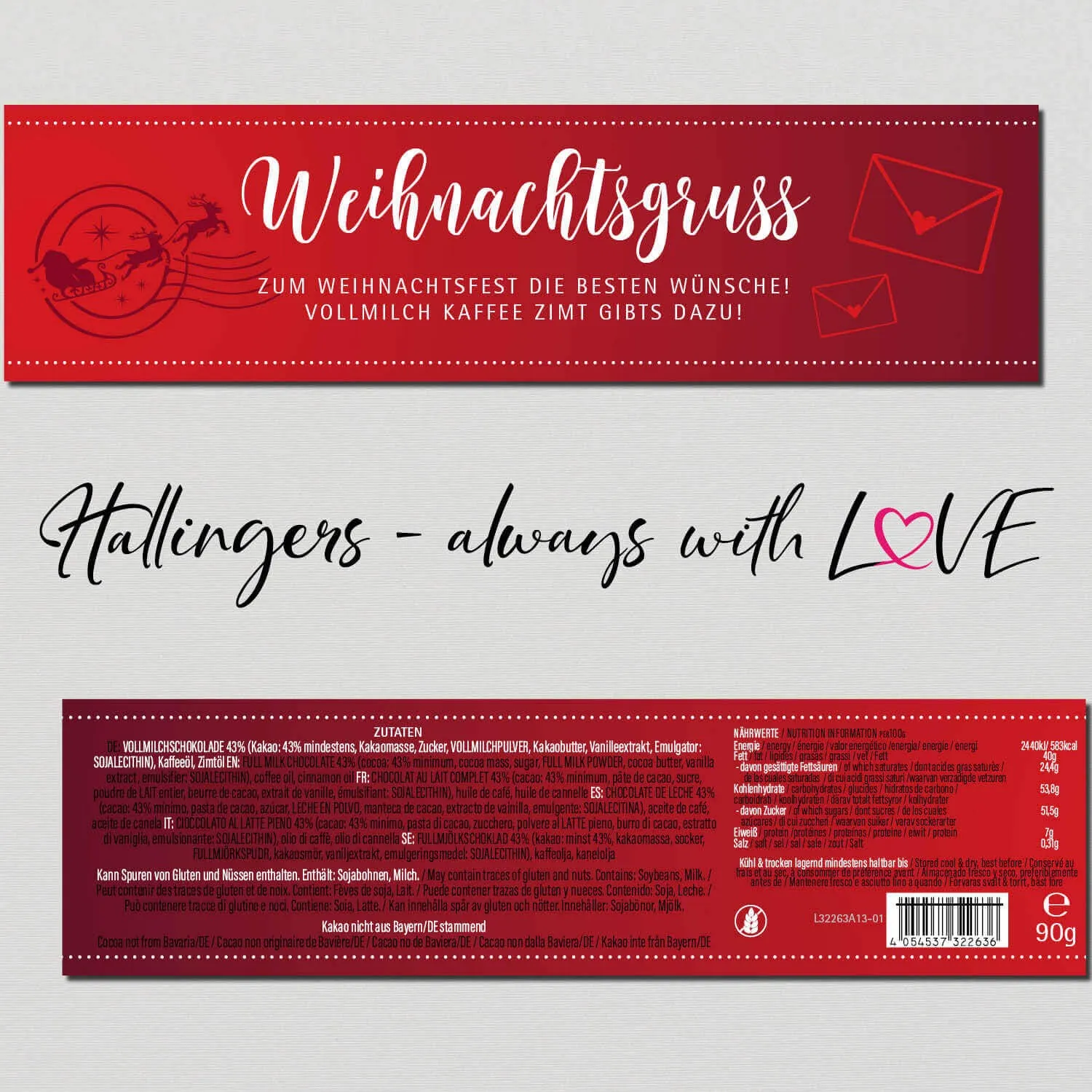 Weihnachtsgruß (Schokoladentafel, Vollmilch)