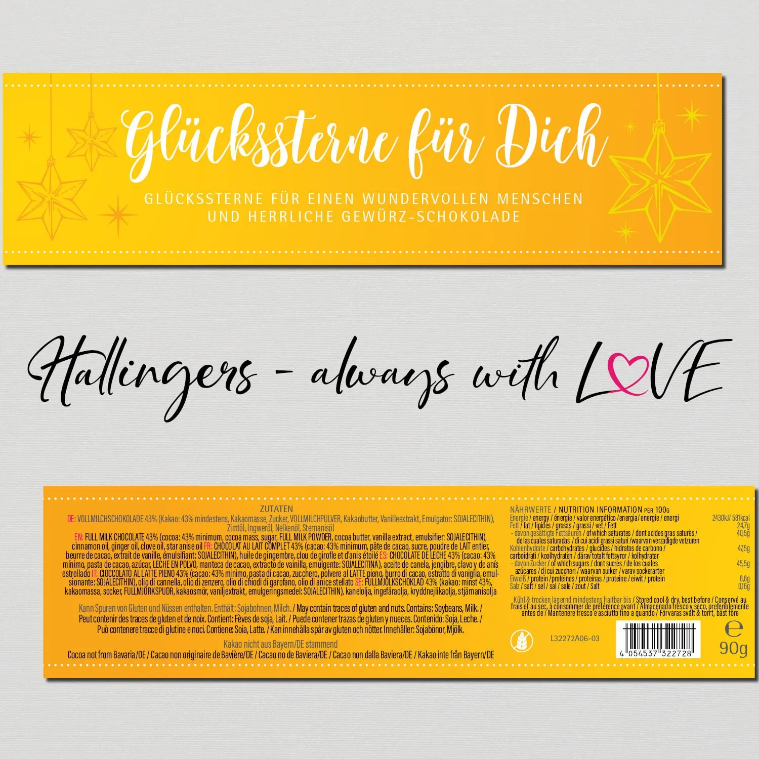 Glückssterne für Dich (Schokoladentafel, Vollmilch)