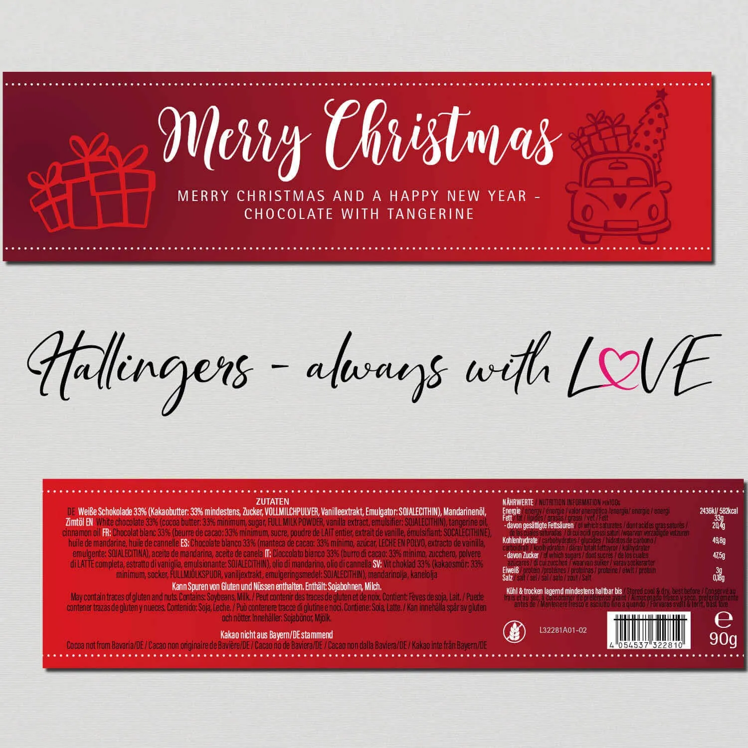 Merry Christmas (Schokoladentafel, weiß)