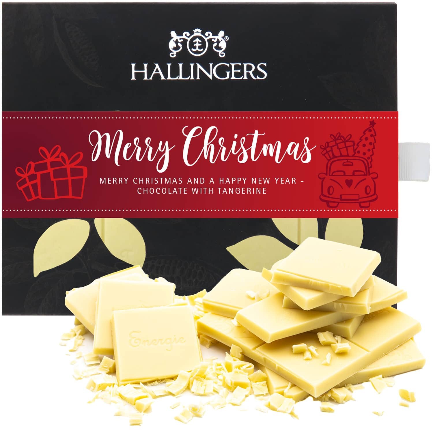 Weiße Schokolade Geschenk Weihnachten - handmade ohne Alkohol "Merry Christmas" - Hallingers Genuss Manufaktur