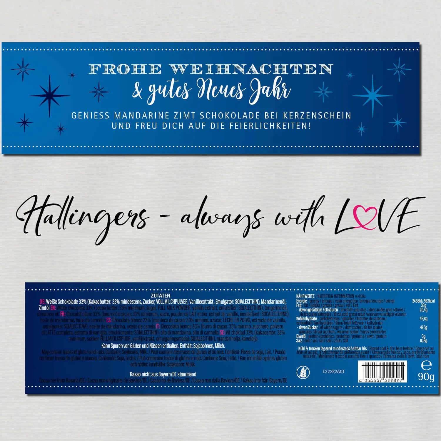 10x Frohe Weihnachten & Gutes Neues Jahr (Schokoladentafel, weiß)