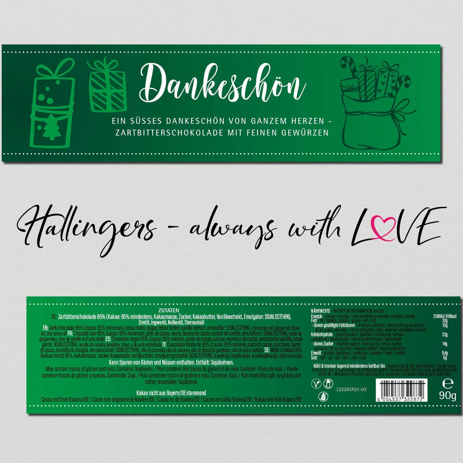 10x Dankeschön X Mas (Schokoladentafel, Zartbitter)