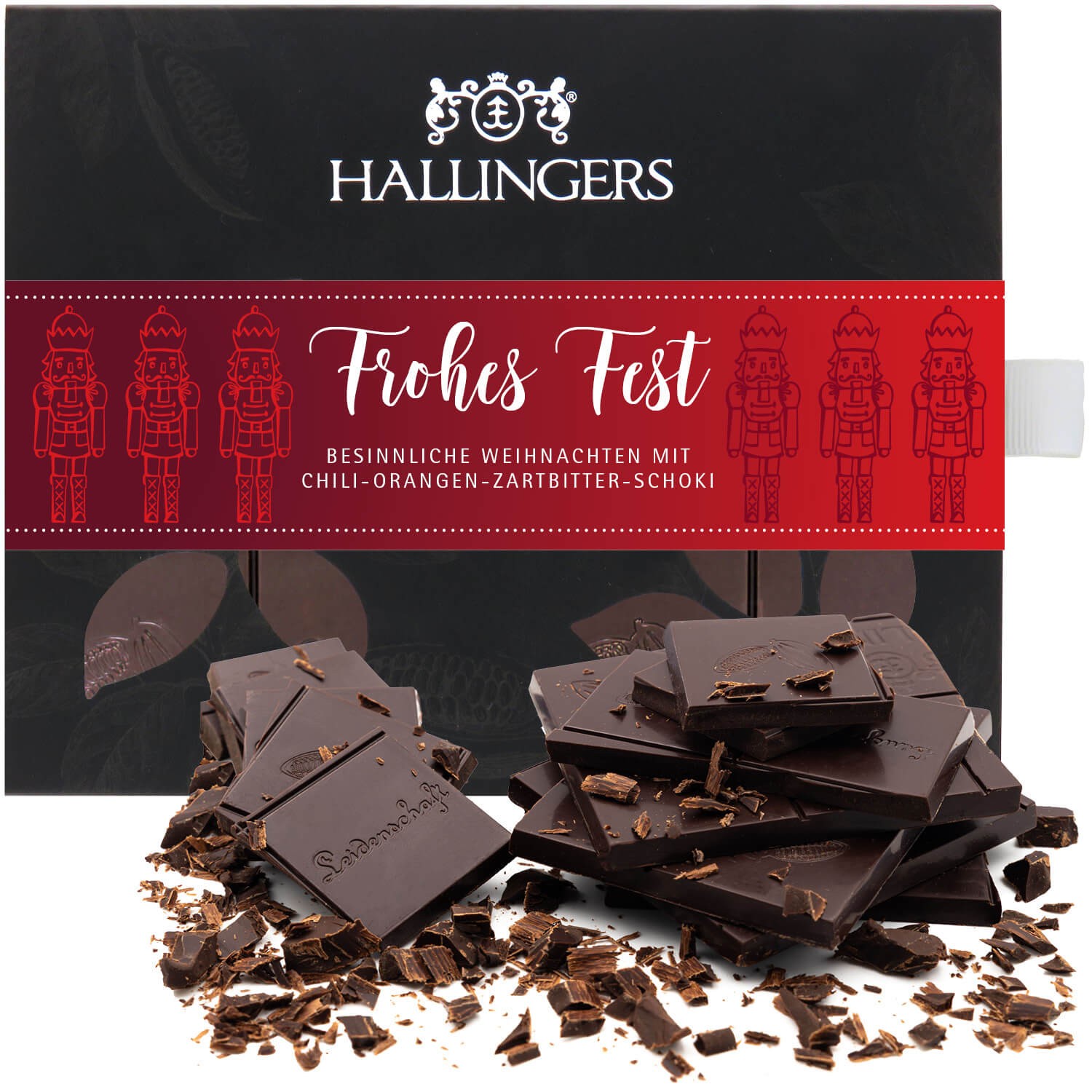 Vegane Schokolade Geschenk Weihnachten - handmade ohne Alkohol "Frohes Fest" - Hallingers Genuss Manufaktur