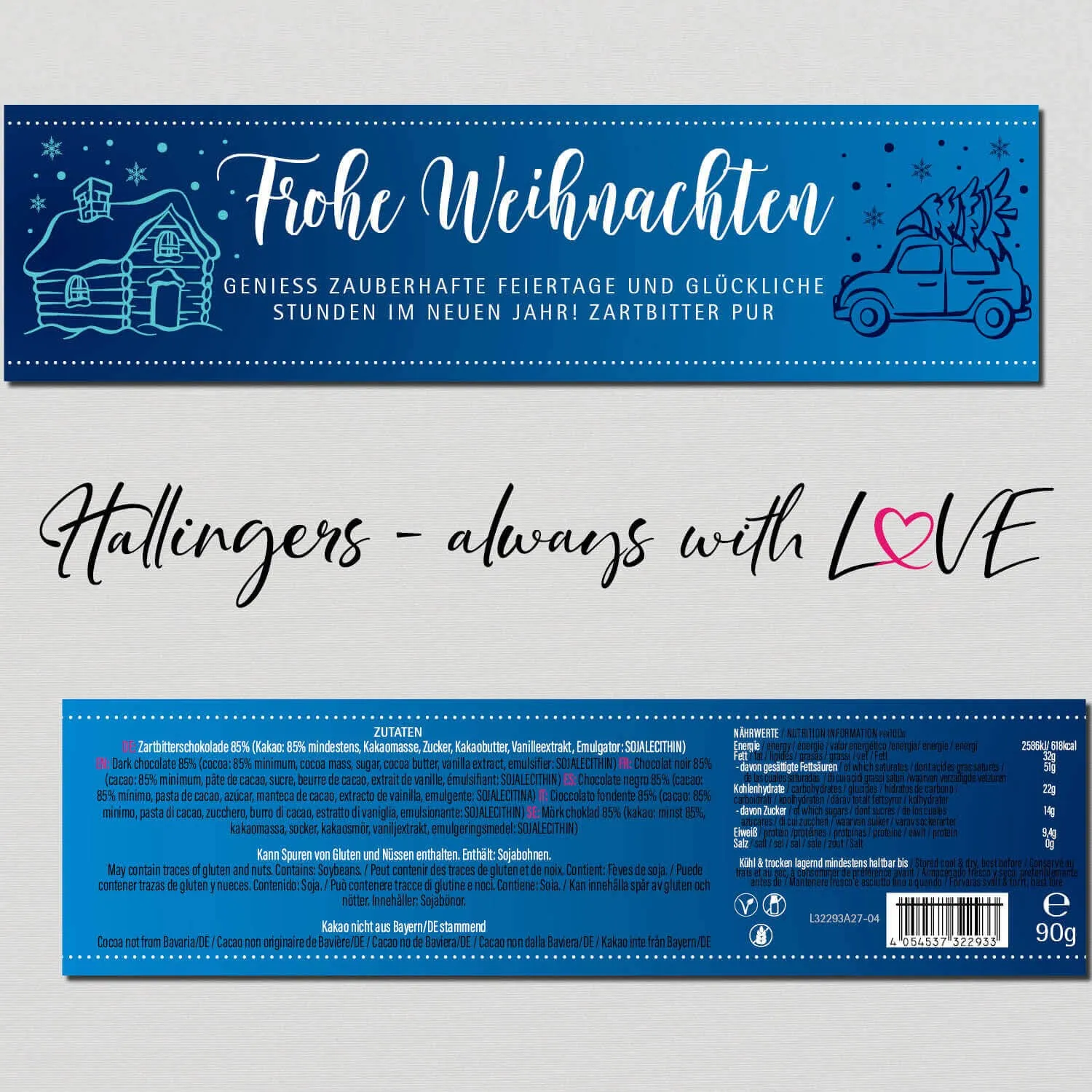 Frohe Weihnachten (Schokoladentafel, Zartbitter)