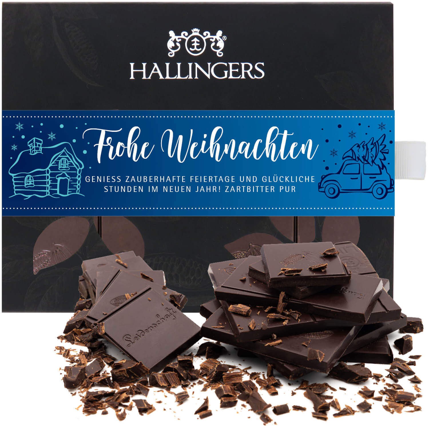Vegane Schokolade Geschenk Weihnachten - handmade ohne Alkohol "Frohe Weihnachten" - Hallingers Genuss Manufaktur