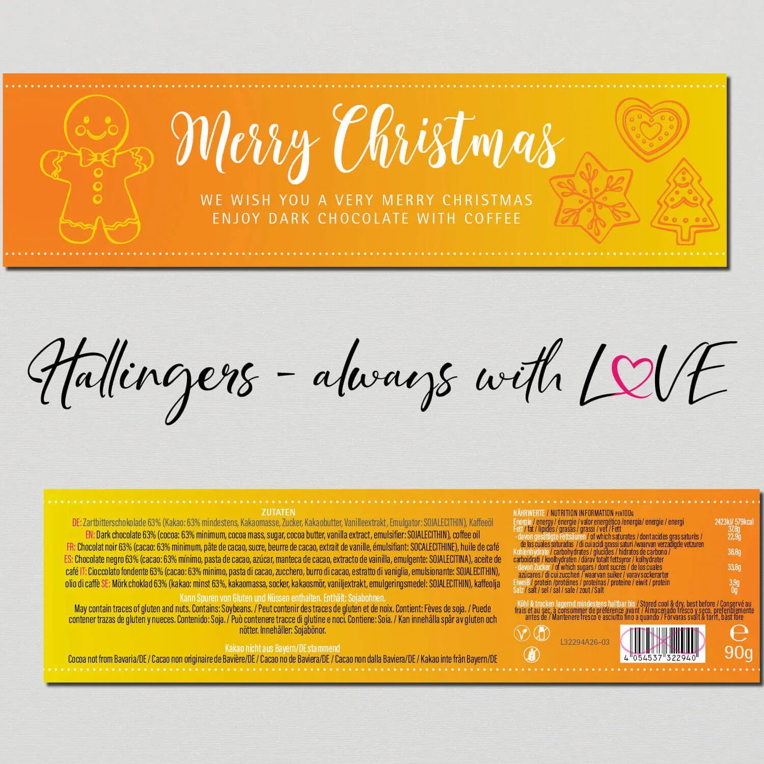 Merry Christmas (Schokoladentafel, Zartbitter)