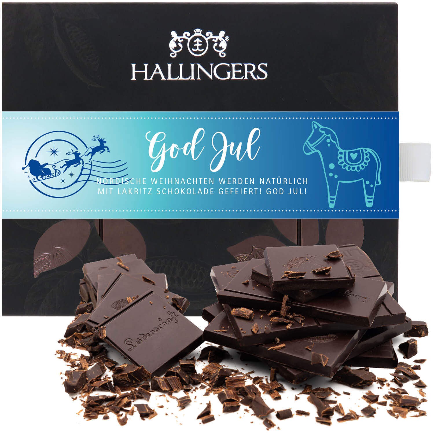 Vegane Schokolade Geschenk Weihnachten - handmade ohne Alkohol "God Jul" - Hallingers Genuss Manufaktur