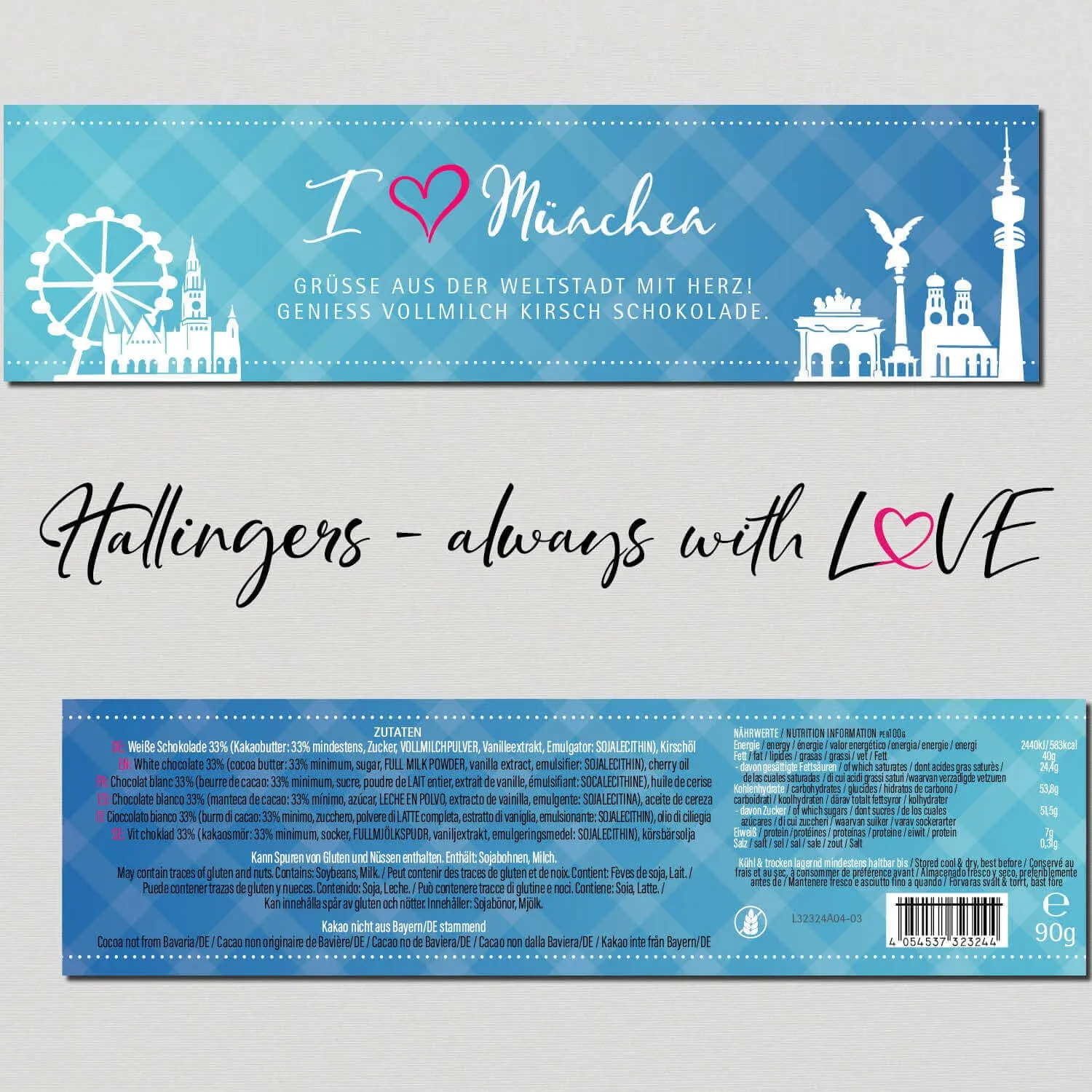I love München (Schokoladentafel, weiß)