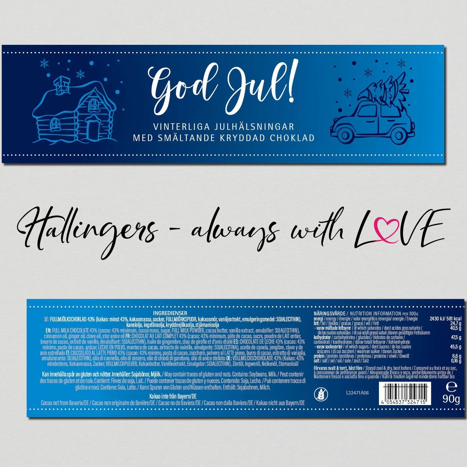 God Jul, blue - Svenska (Schokoladentafel, Vollmilch)