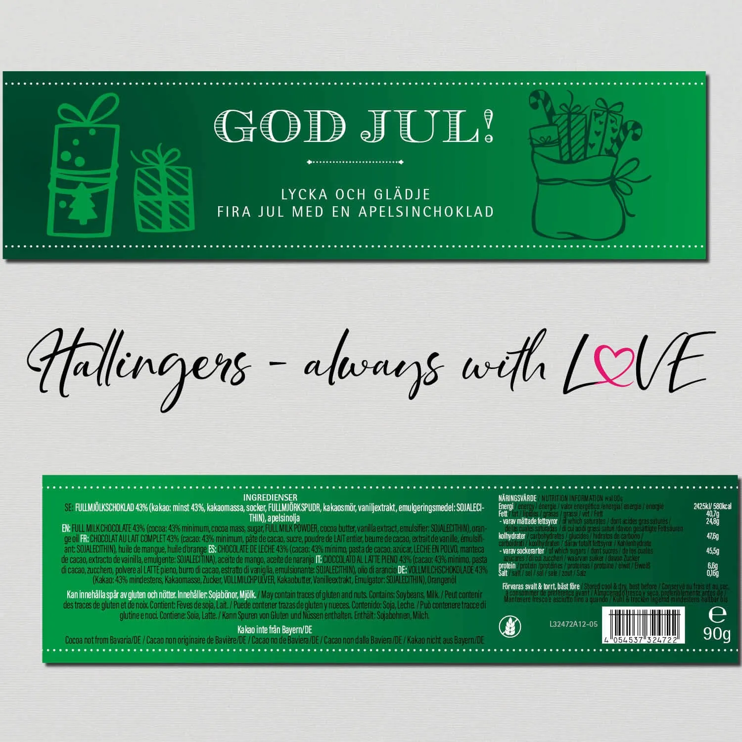 God Jul, green - Svenska (Schokoladentafel, Vollmilch)