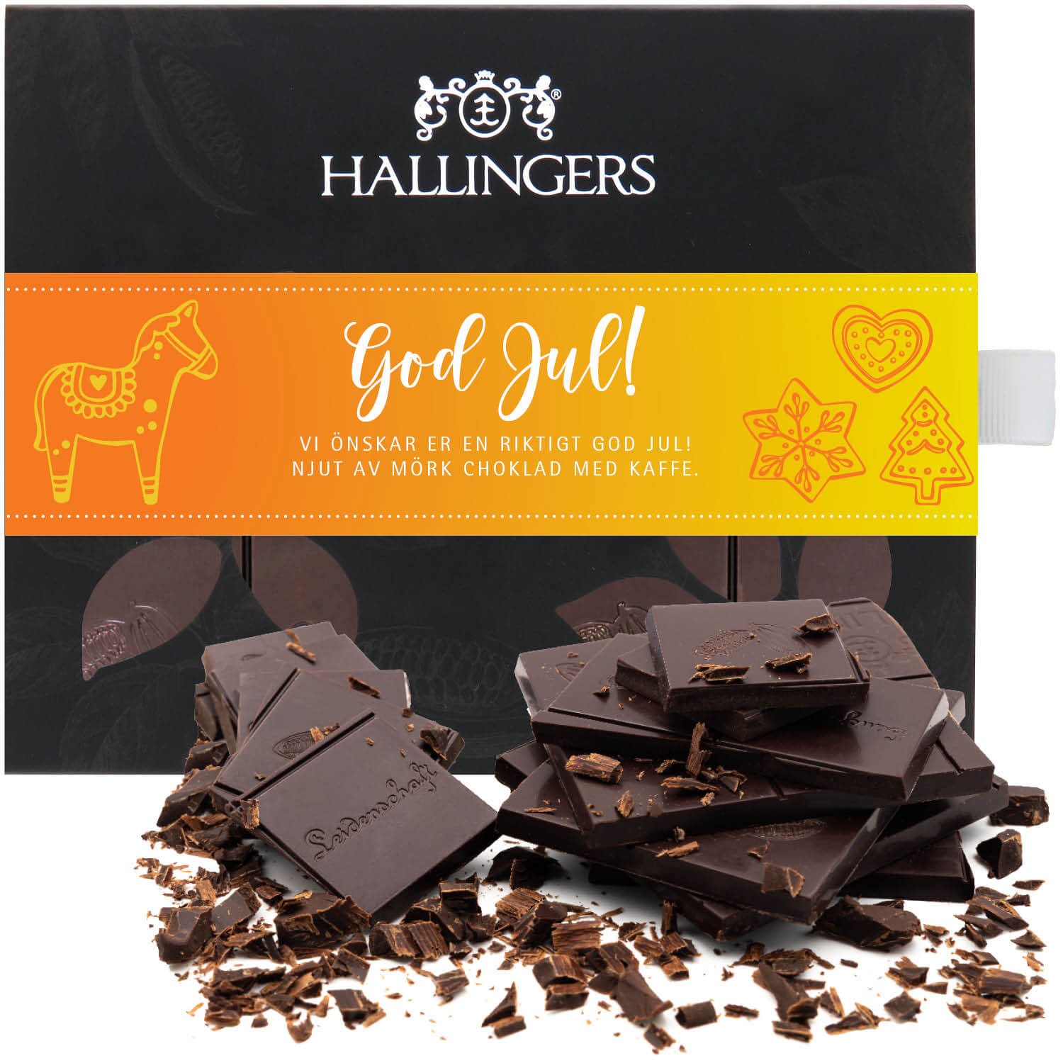 Schokoladen Geschenk Weihnachten - Tafel Schwedische Edition vegane Schokolade Zartbitter-Edelkakao mit Kaffee - handmade ohne Alkohol, Geschenkverpac