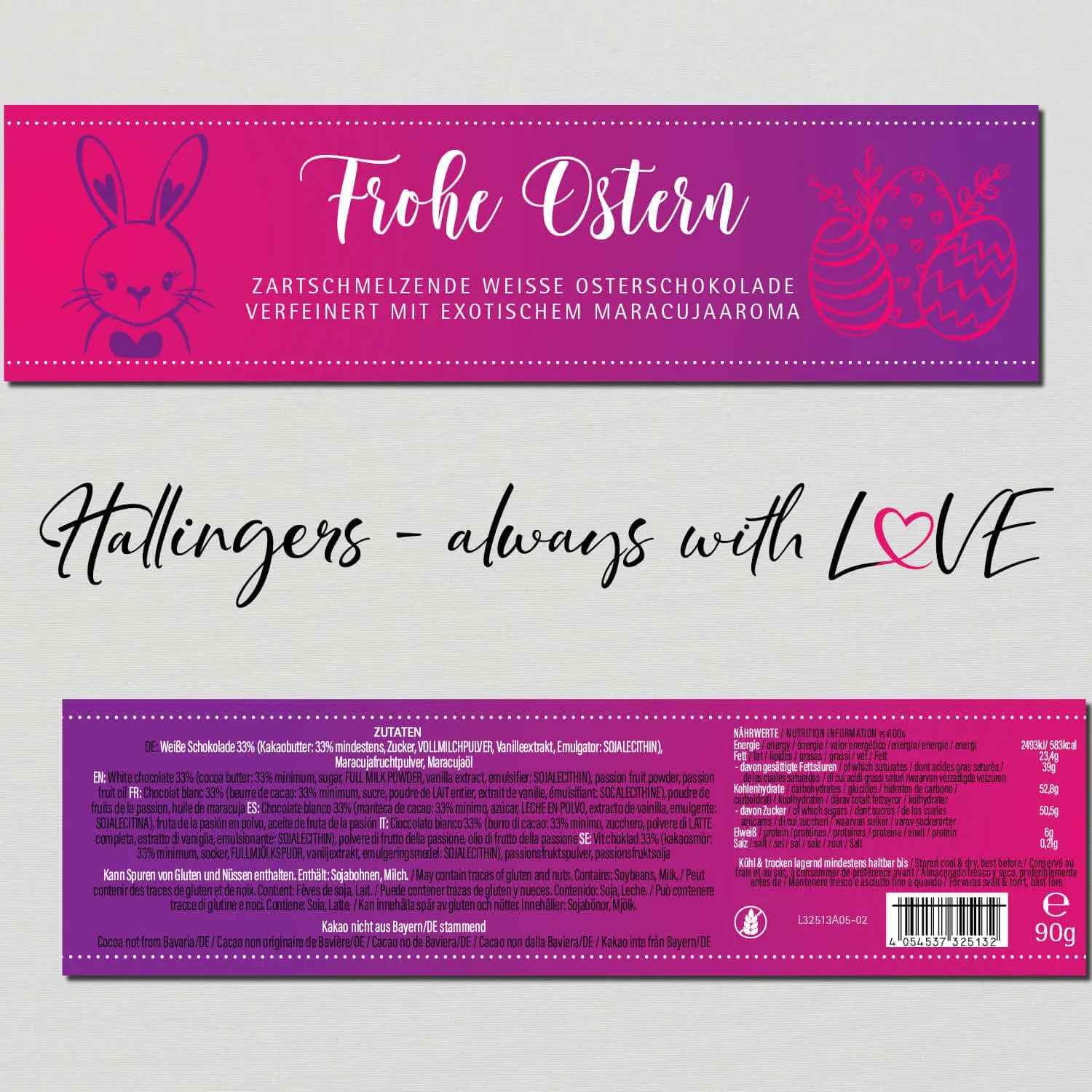 10x Frohe Ostern (Schokoladentafel, weiß)