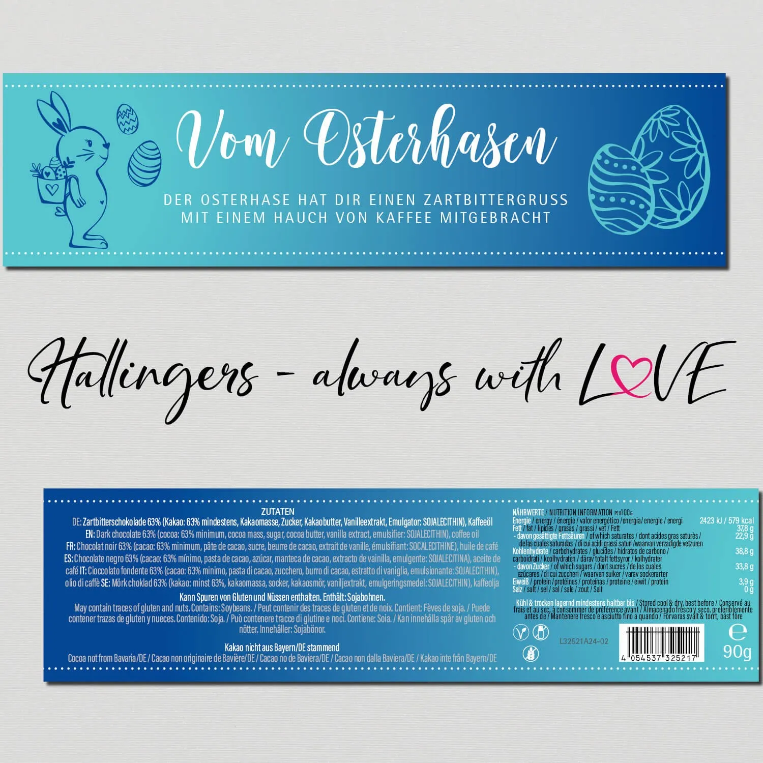 10x Vom Osterhasen (Schokoladentafel, Zartbitter)