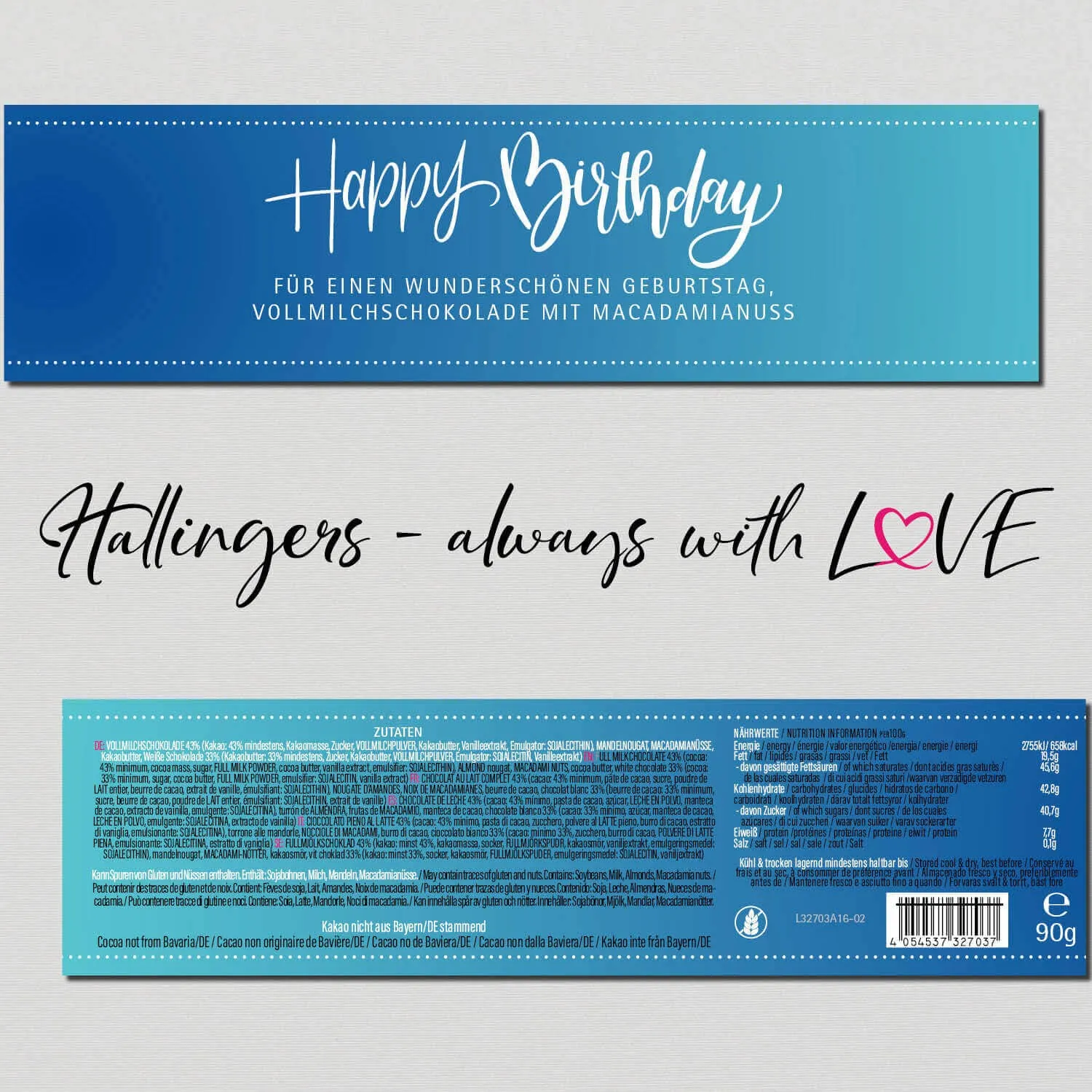 Happy Birthday Blue (Schokoladentafel, Vollmilch)