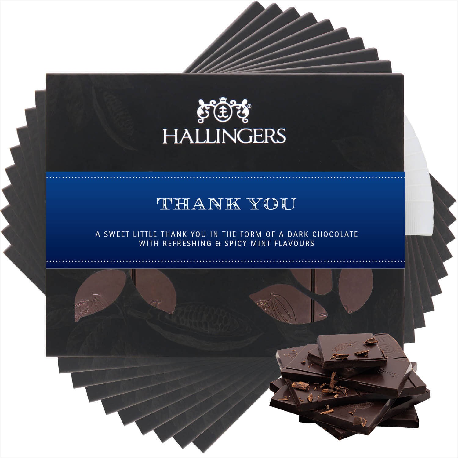Vegane Schokolade Dankeschön-Geschenk - handmade ohne Alkohol 10x "Thank You" - Hallingers Genuss Manufaktur
