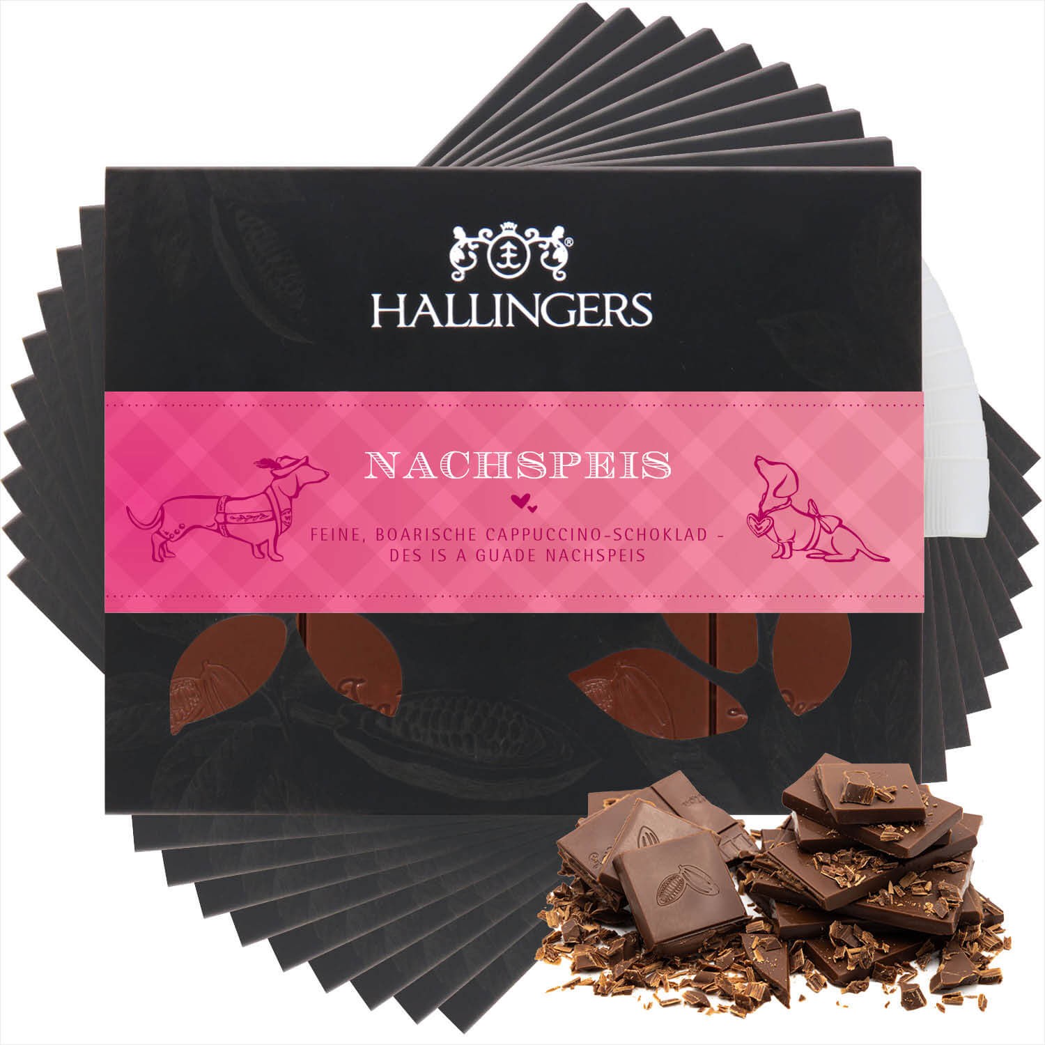 Schokolade Geschenk - handmade ohne Alkohol 10x "Nachspeis" - Hallingers Genuss Manufaktur