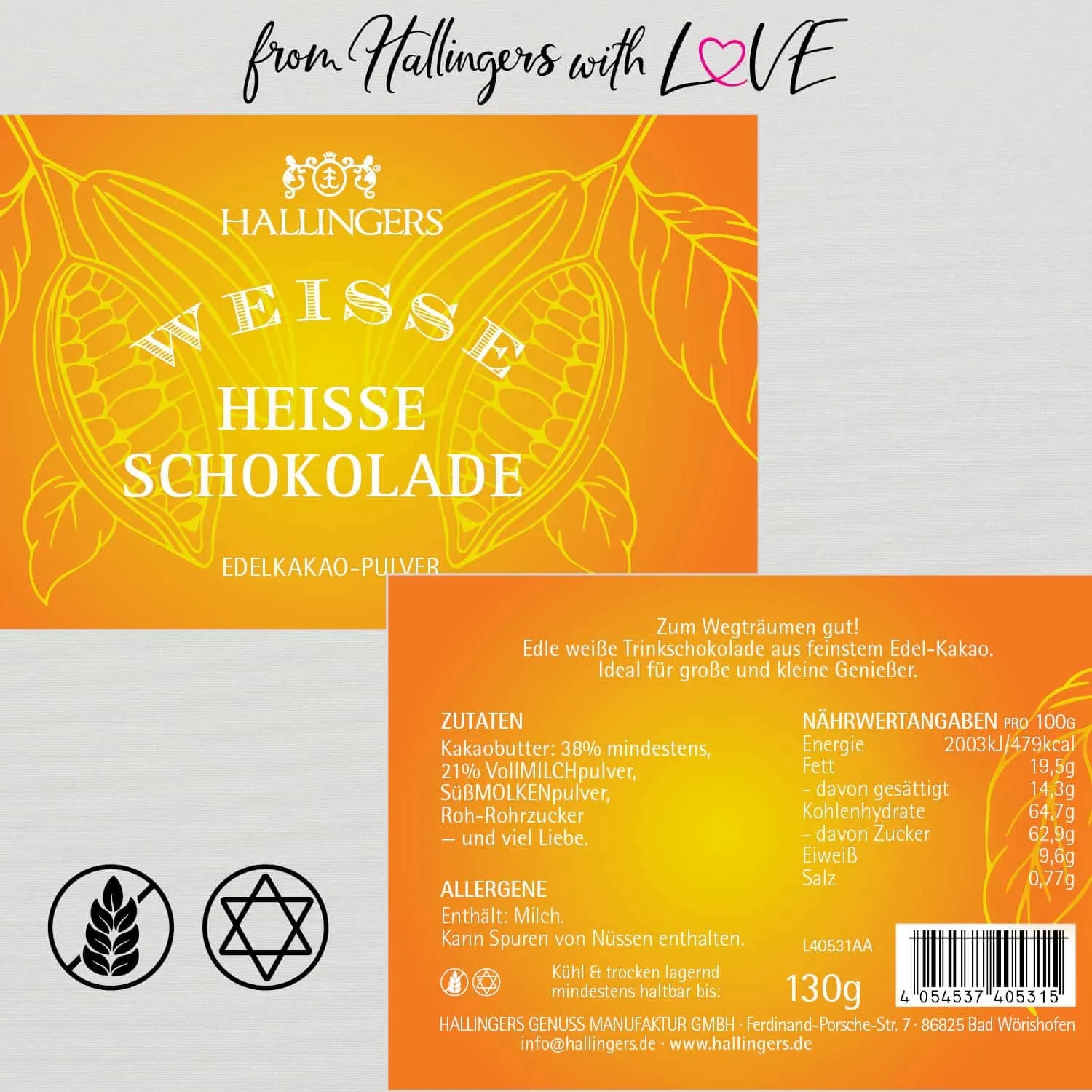 Weiß (Weiß Pur) - Trinkschokolade, Edelkakao ohne Alkohol