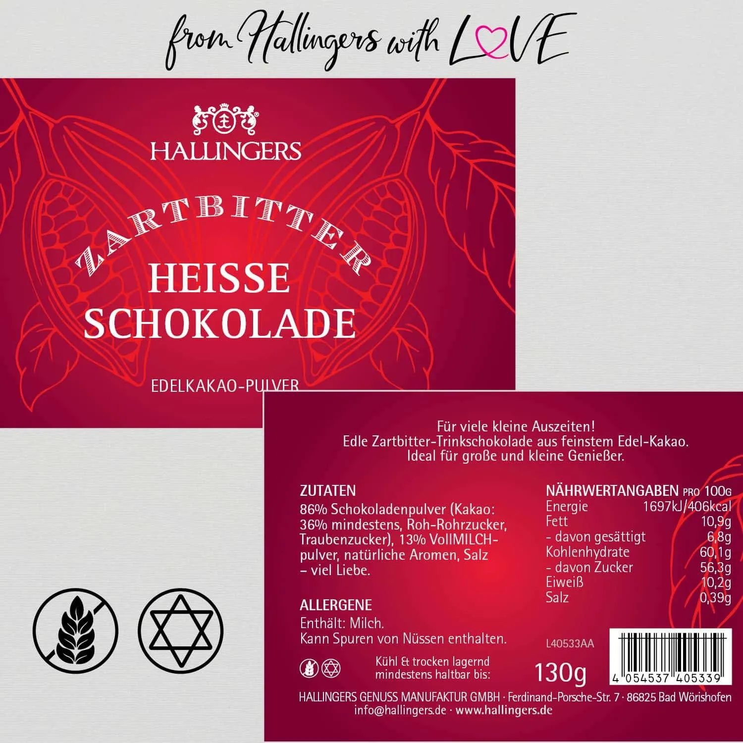 Zartbitter (Edelzartbitter) - Trinkschokolade, Edelkakao ohne Alkohol