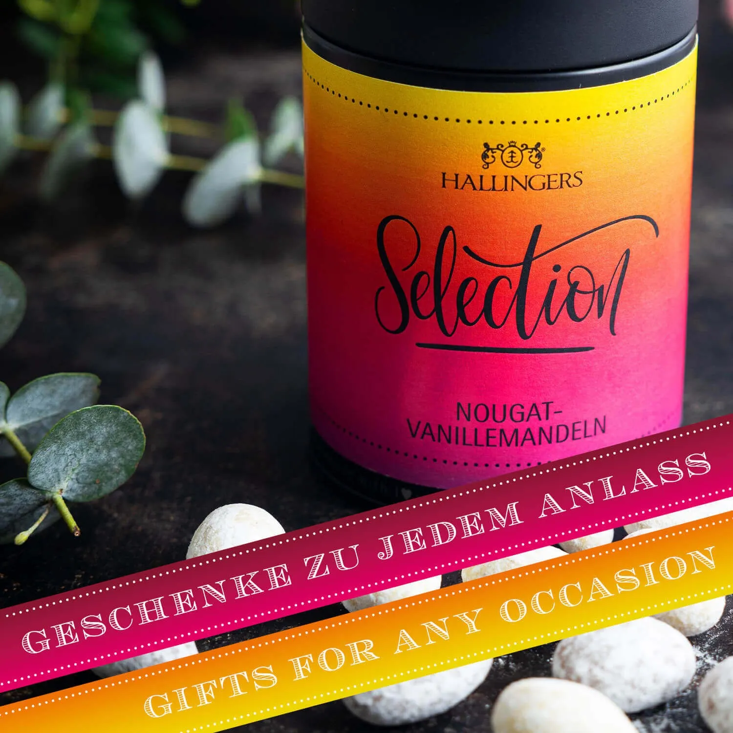 Feinste, dragierte Nougatmandeln, täglich frisch aus der Schokoladenmanufaktur.