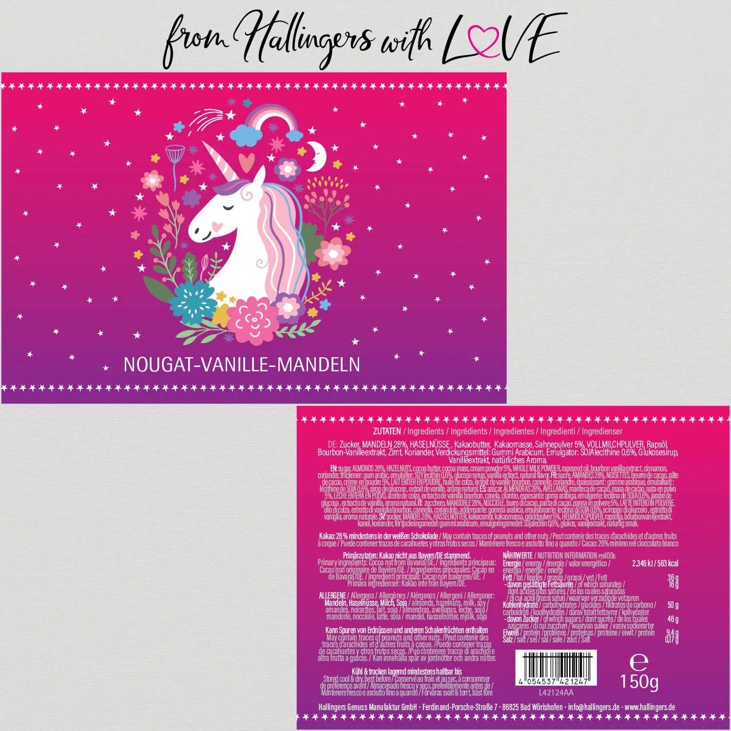 Einhorn (Nougat-Vanille-Mandeln)