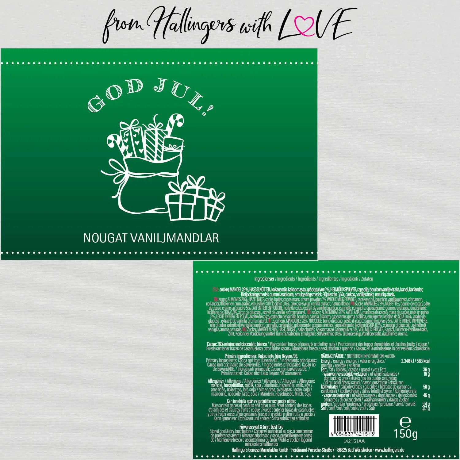 God Jul, green - Svenska (Nougat-Vanille-Mandeln)