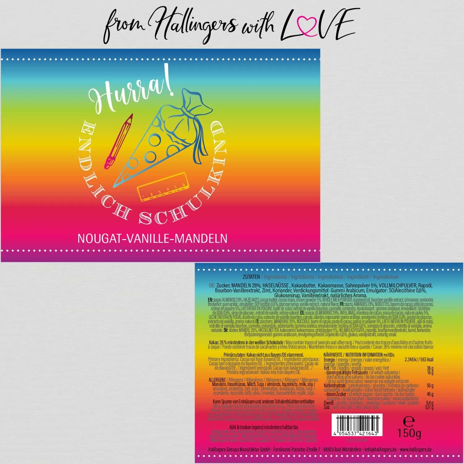 Hurra! Endlich Schulkind (Nougat-Vanille-Mandeln)