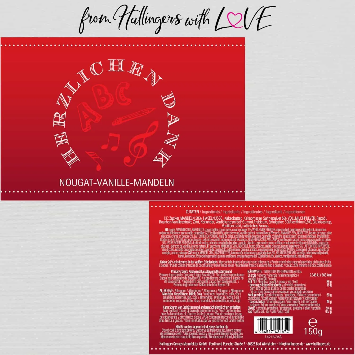 Herzlichen Dank Schule (Nougat-Vanille-Mandeln)