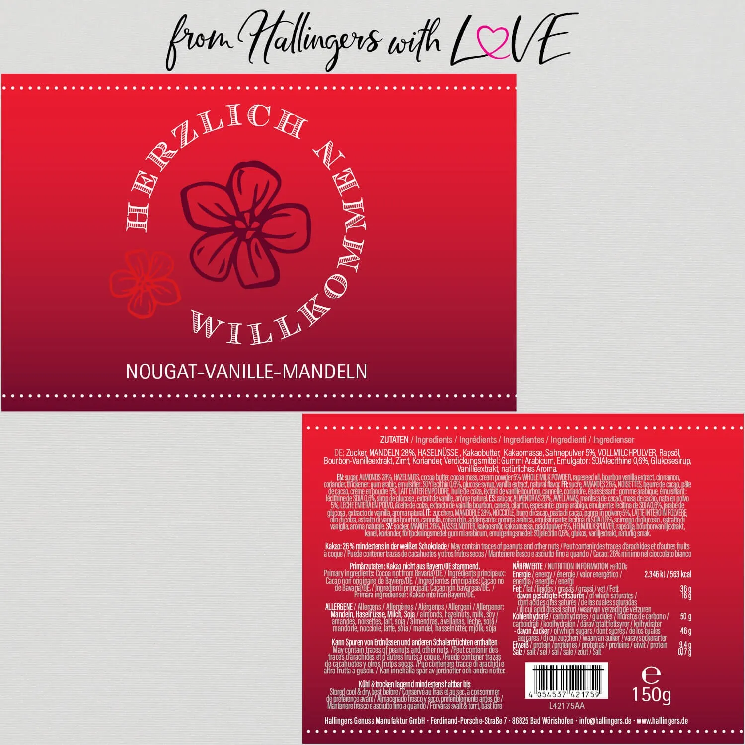 Herzlich willkommen (Nougat-Vanille-Mandeln)