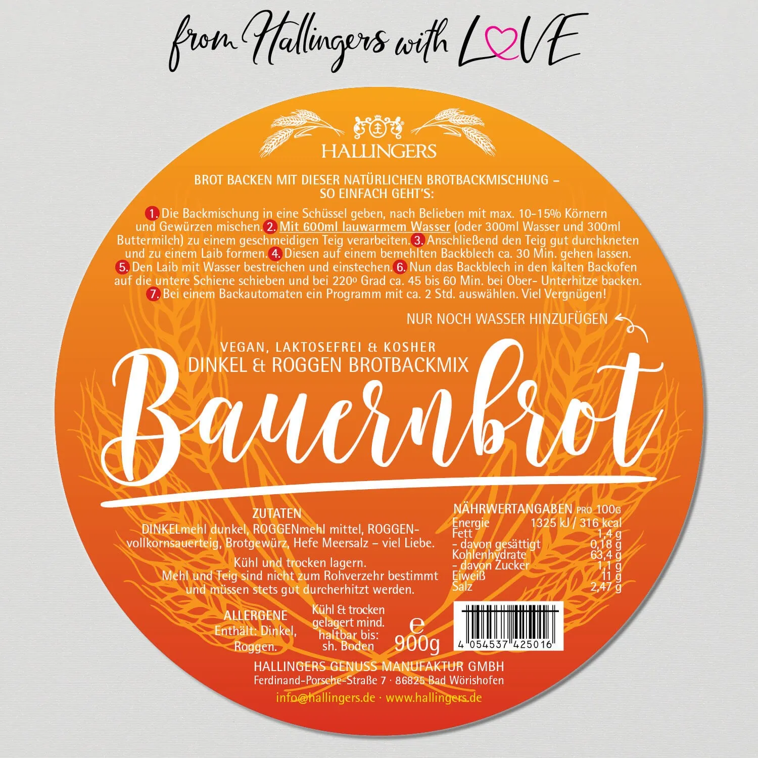 Bauernbrot - Dinkel & Roggen Brotbackmix (Bauernbrot-Backmischung)