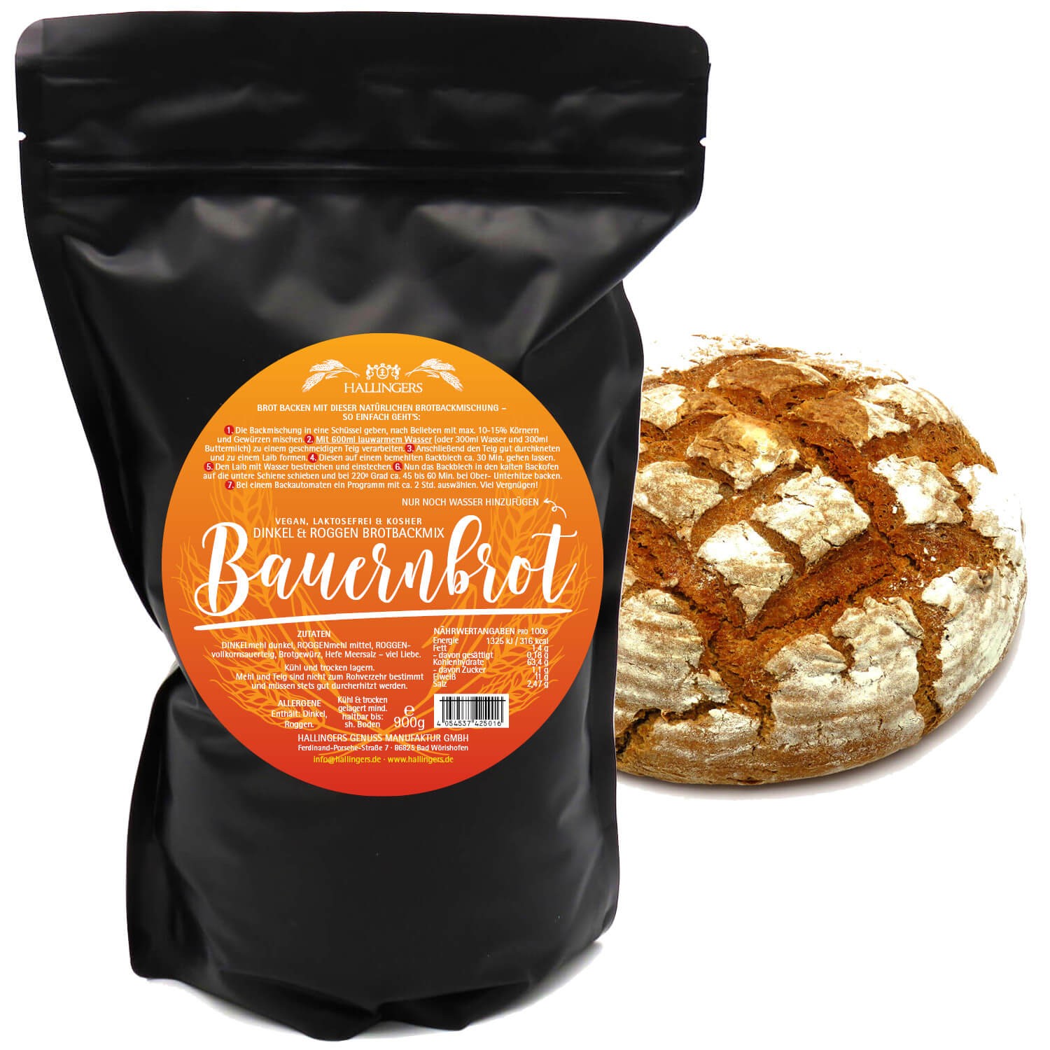 Brotbackmischung Geschenk - frisch aus der Mühle "Bauernbrot" - Hallingers Genuss Manufaktur