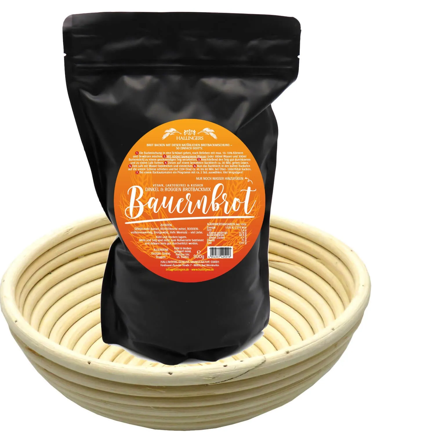 Set Bauernbrotmix, Backmix und Gärkorb (Geschenkkorb)