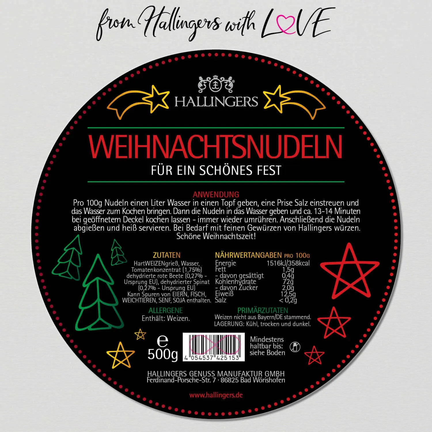 Bunte Weihnachtsnudeln (Italienische Pasta)