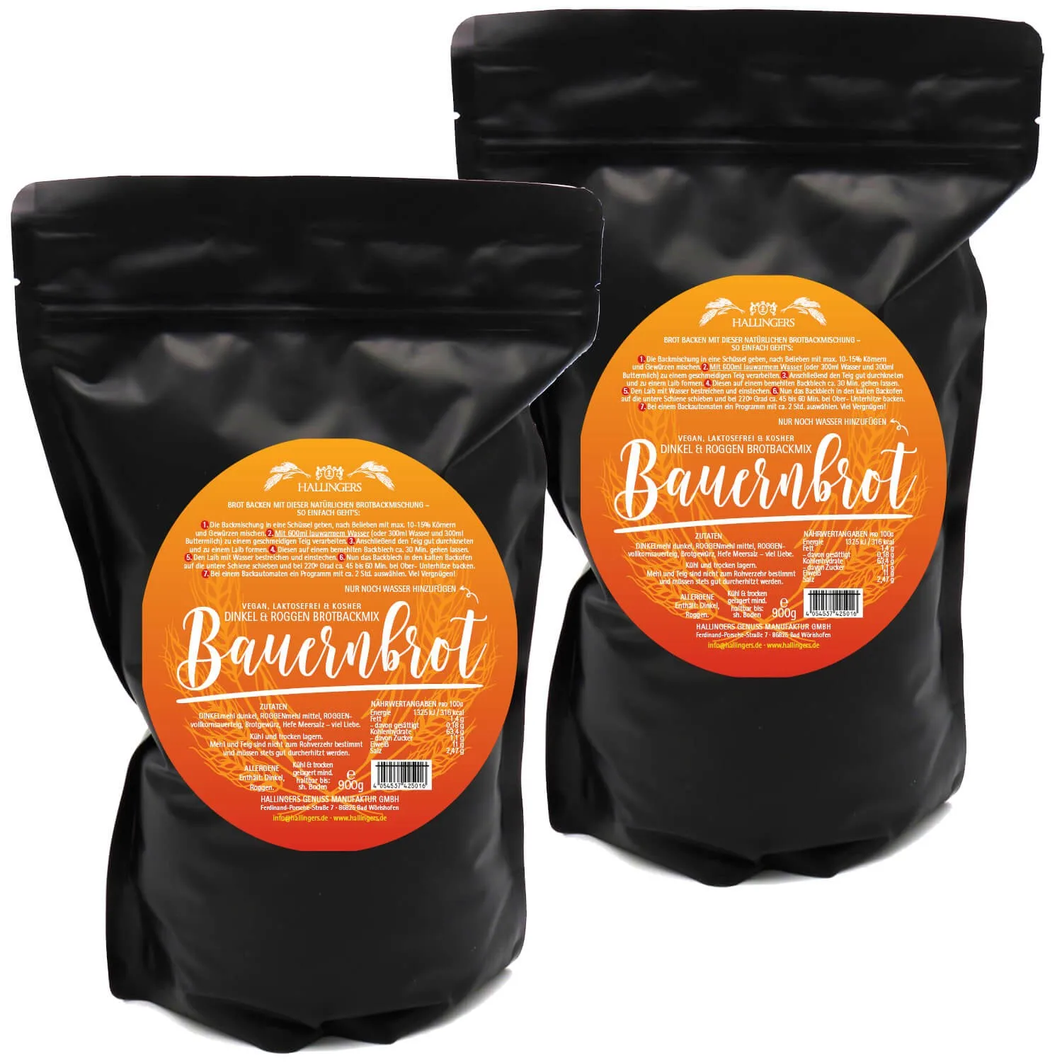 2x Bauernbrot - Dinkel & Roggen Brotbackmix (Geschenkkorb)