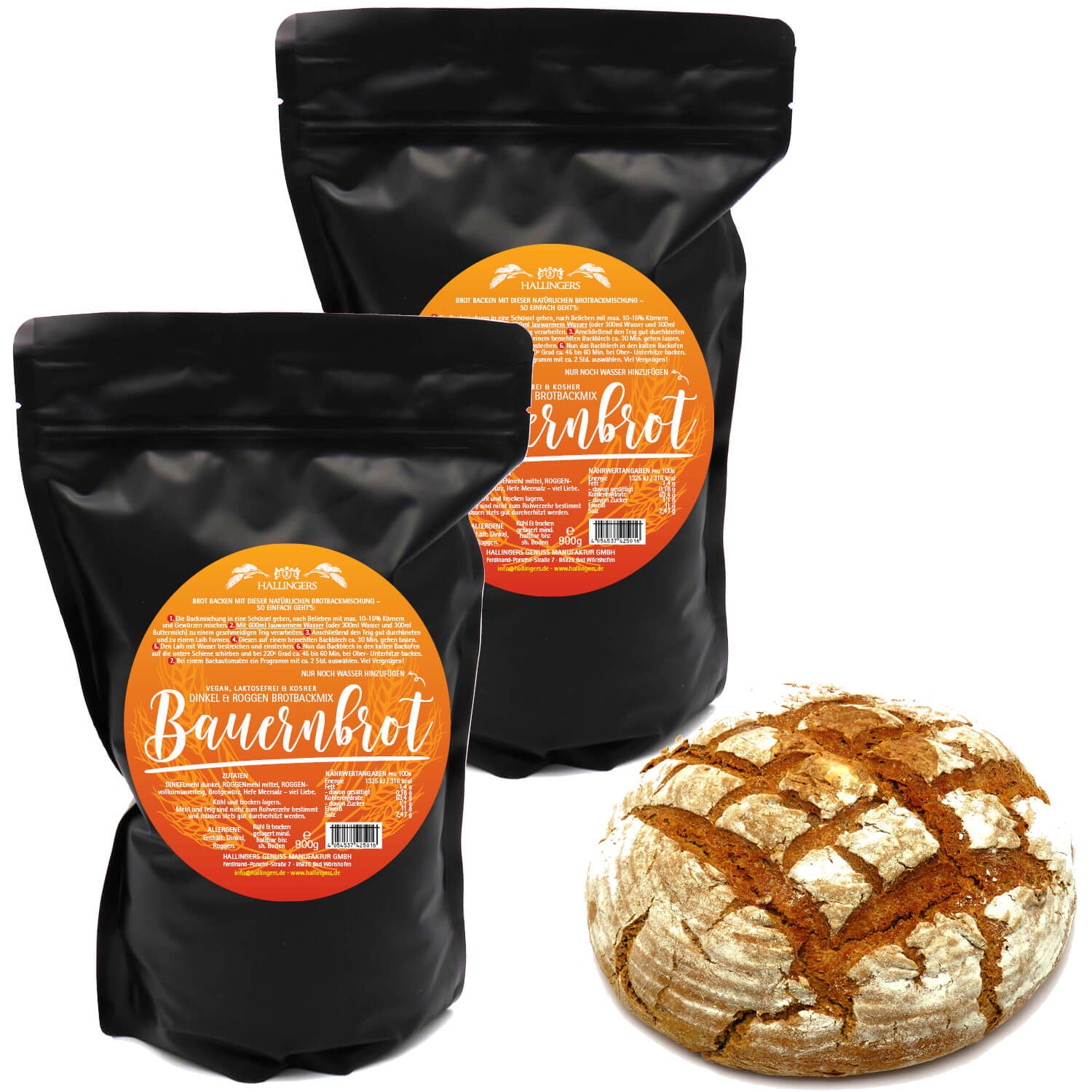 Brotbackmischung Geschenk-Set - für Brot selber backen "Bauernbrot" - Hallingers Genuss Manufaktur