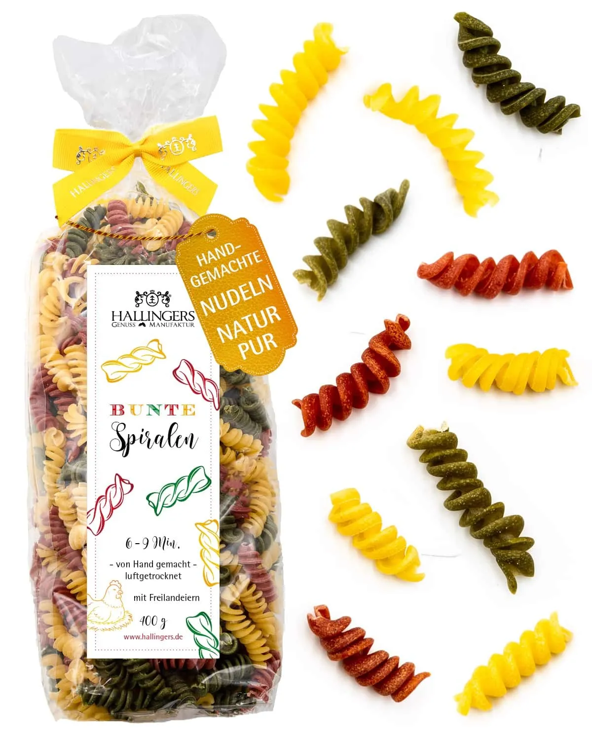 EDEL-PASTA AUS HARTWEIZENGRIES - Frisch produzierte Nudeln aus Freilandeiern & hochwertigem Hartweizengries, natürlich eingefärbt & ideal für besondere Genussmomente. Die besondere Geschenkidee für Feinschmecker & Pasta-Liebhaber