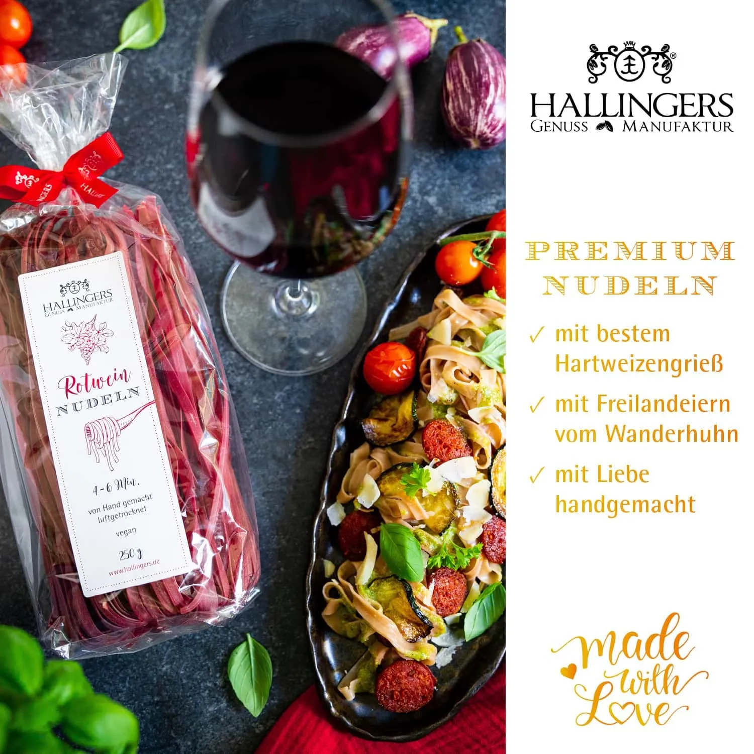 EDEL-PASTA AUS HARTWEIZENGRIES - Frisch produzierte Nudeln aus Freilandeiern & hochwertigem Hartweizengries, natürlich eingefärbt & ideal für besondere Genussmomente. Die besondere Geschenkidee für Feinschmecker & Pasta-Liebhaber