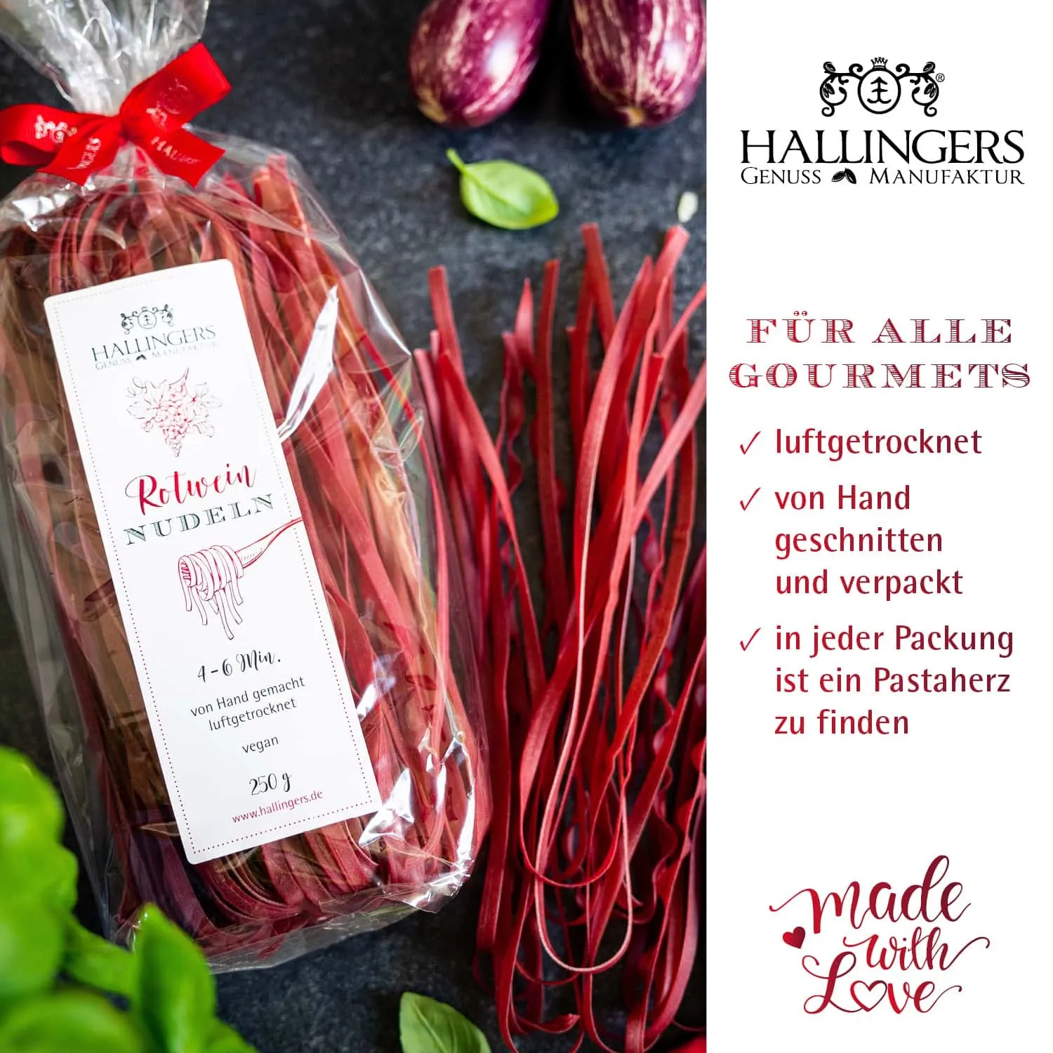 HANDWERK STATT MASSENWARE - Edition \Rotwein Nudeln\: Schluss mit beliebiger Industriepasta ohne Persönlichkeit - der Unterschied zeigt sich dort, wo Geschmack, Textur und Qualität wichtiger sind als niedrige Produktionskosten