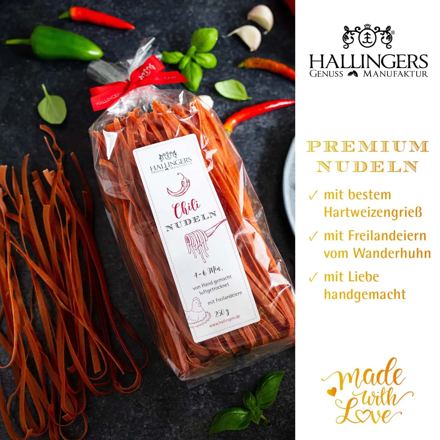 EDEL-PASTA AUS HARTWEIZENGRIES - Frisch produzierte Nudeln aus Freilandeiern & hochwertigem Hartweizengries, natürlich eingefärbt & ideal für besondere Genussmomente. Die besondere Geschenkidee für Feinschmecker & Pasta-Liebhaber